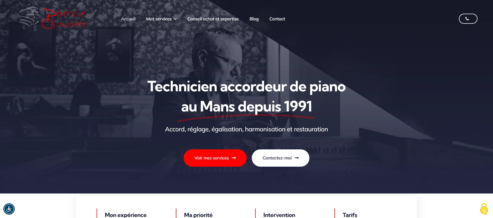 Création de site internet et audit SEO pour Accordeur de piano au Mans par Sarthewebconsulting