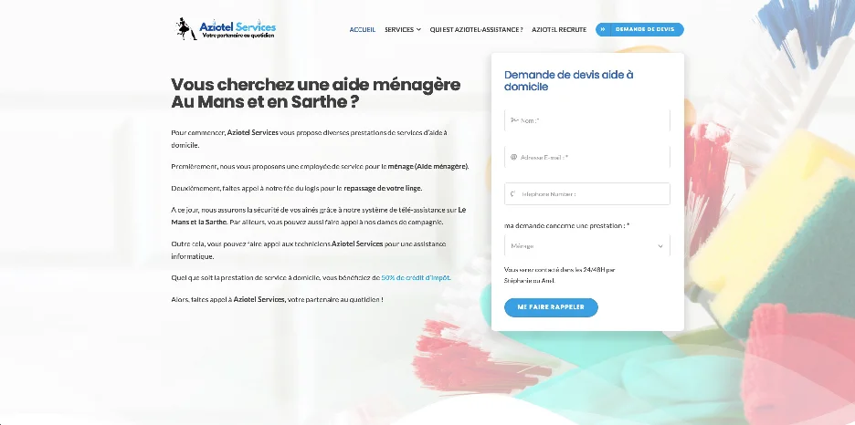 Création de site internet et référencement SEO pour Aziotel Services par Sarthewebconsulting
