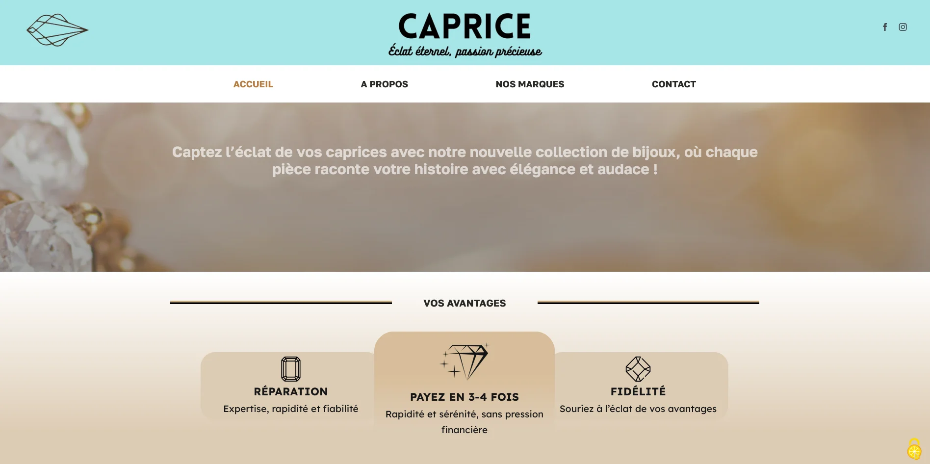 Création de site internet et référencement SEO pour Caprice – Bijouterie par Sarthewebconsulting