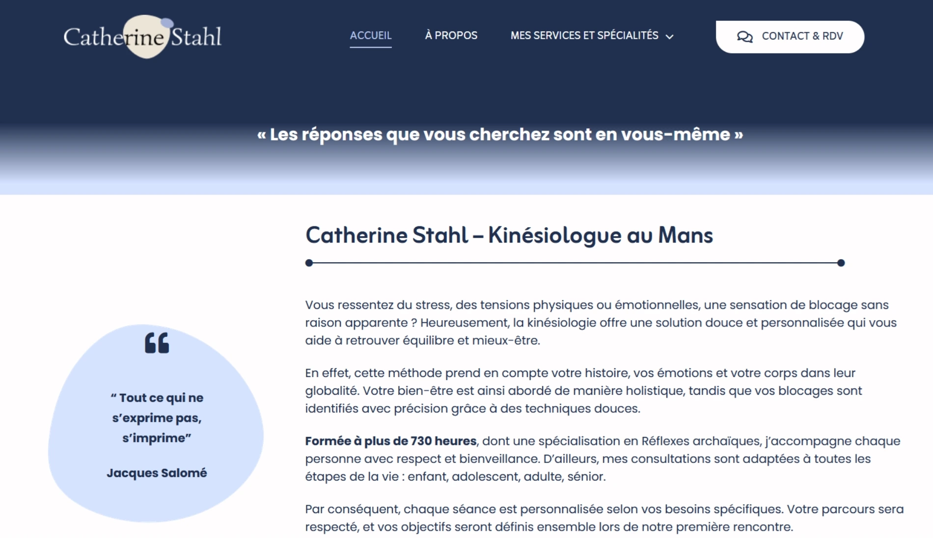 Création de site internet et référencement SEO pour Catherine Stahl – Kinésiologue par Sarthewebconsulting