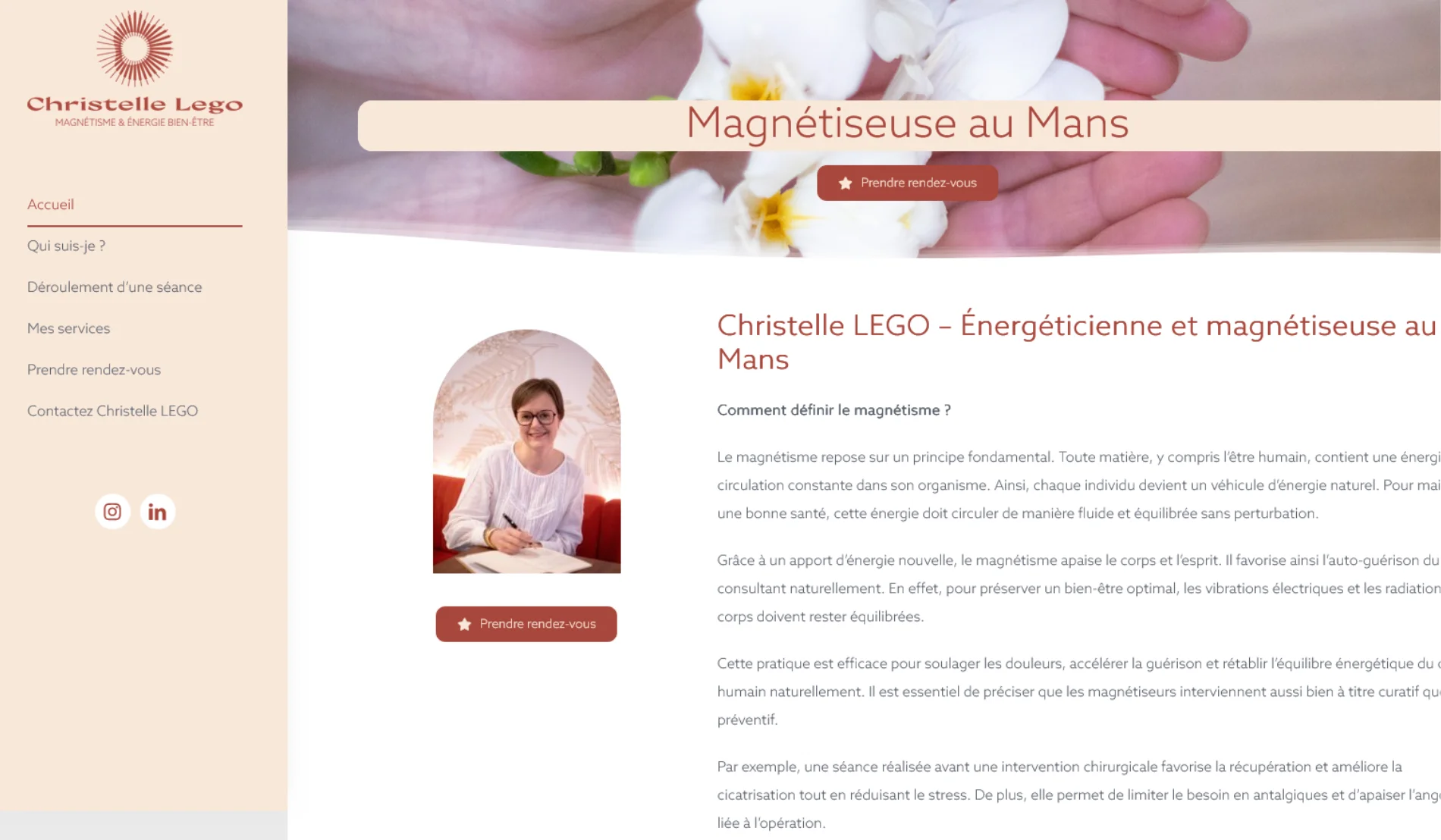 Création de site internet et référencement SEO pour Christelle LEGO – Magnétiseuse par Sarthewebconsulting