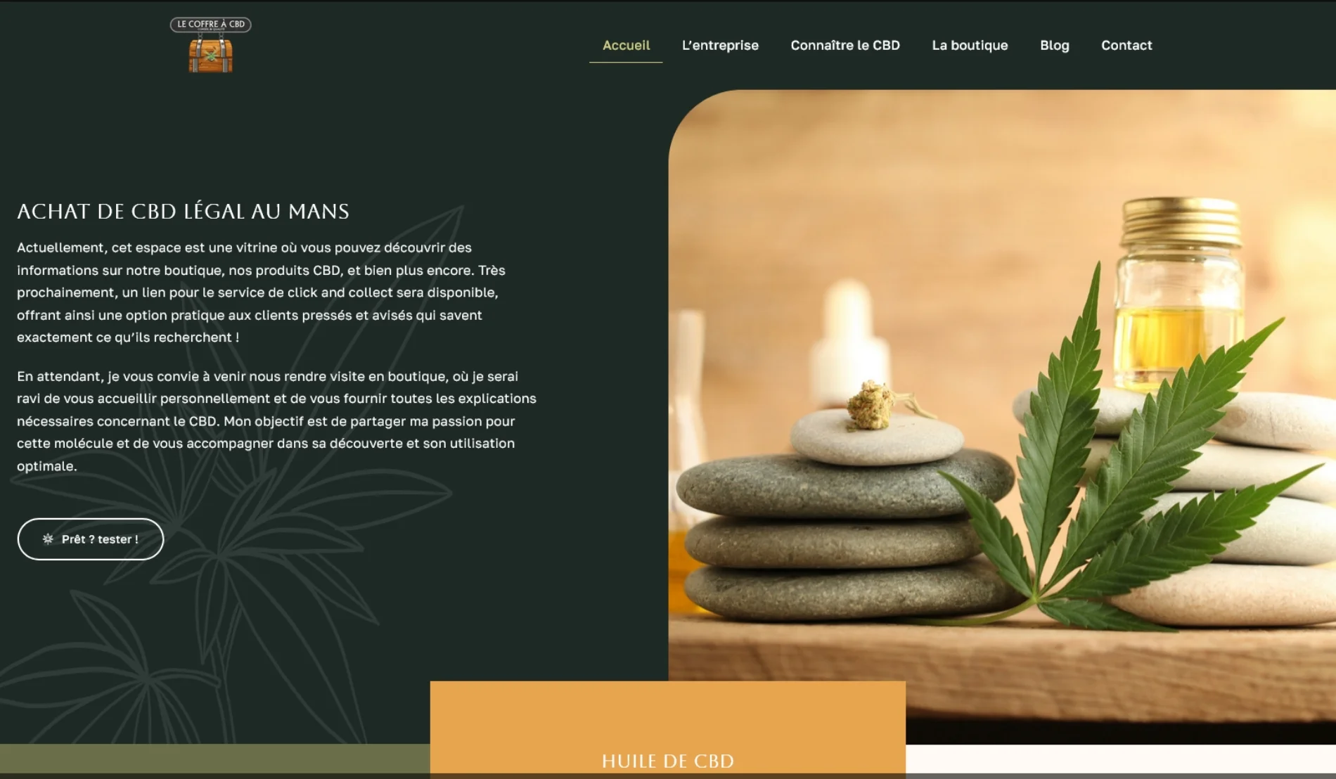 Création de site internet et référencement SEO pour Le coffre à CBD par Sarthewebconsulting