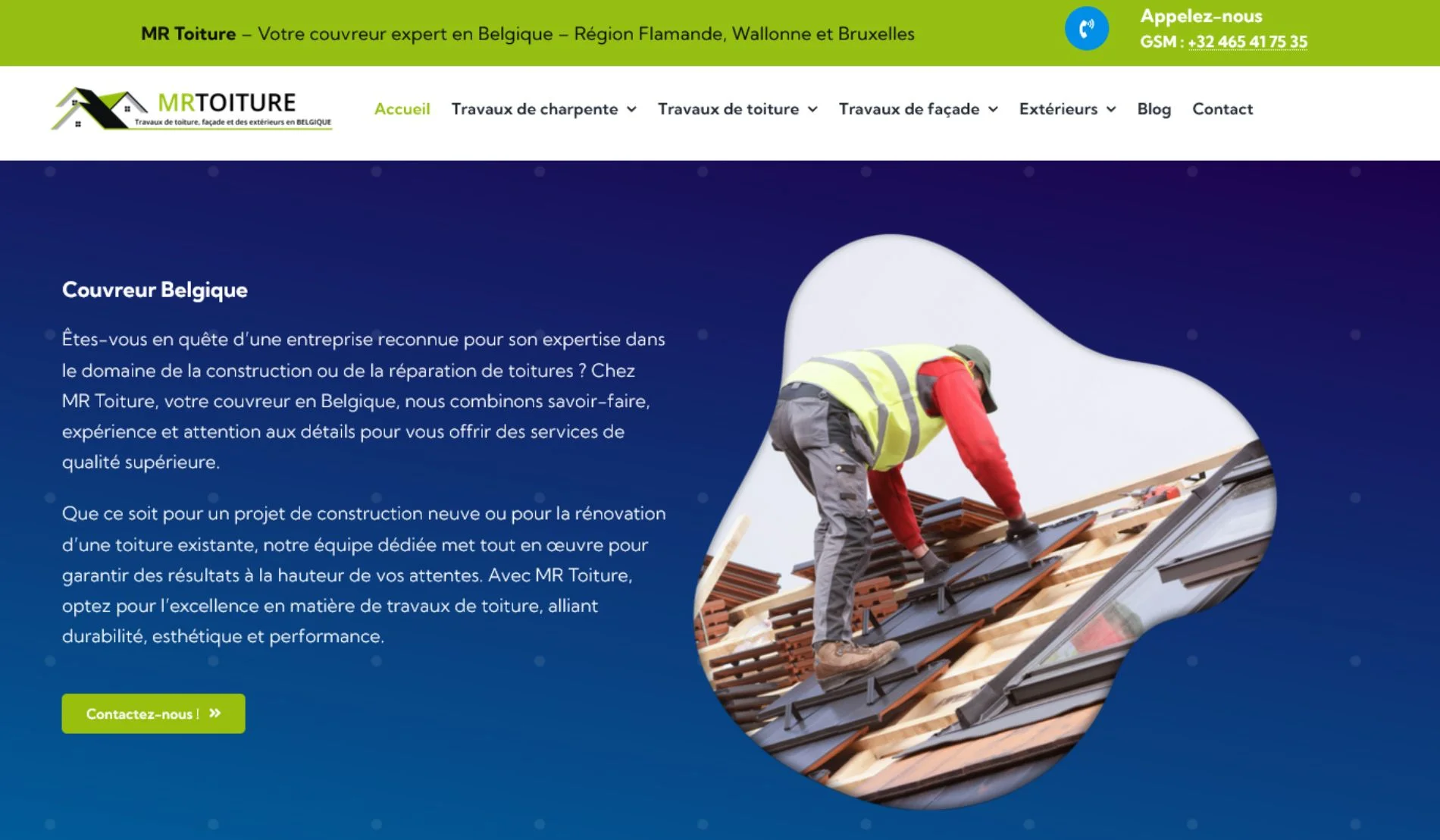 Création de site internet et référencement SEO pour MR Toiture – Couvreur Belgique par Sarthewebconsulting