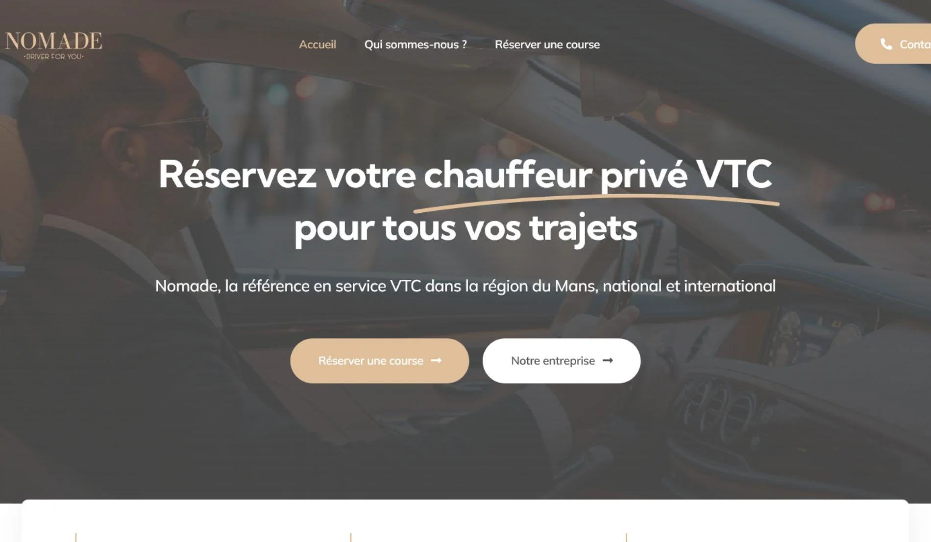 Création de site internet pour Nomade VTC par Sarthewebconsulting