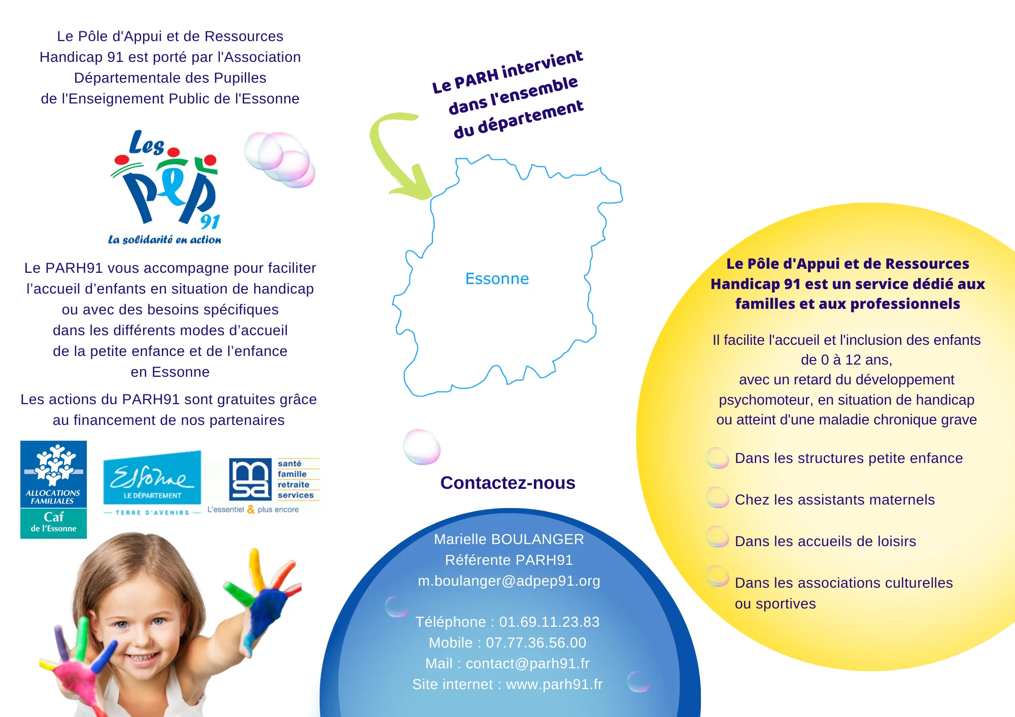 Création de plaquette pour PARH 91 par Sarthewebconsulting - Recto