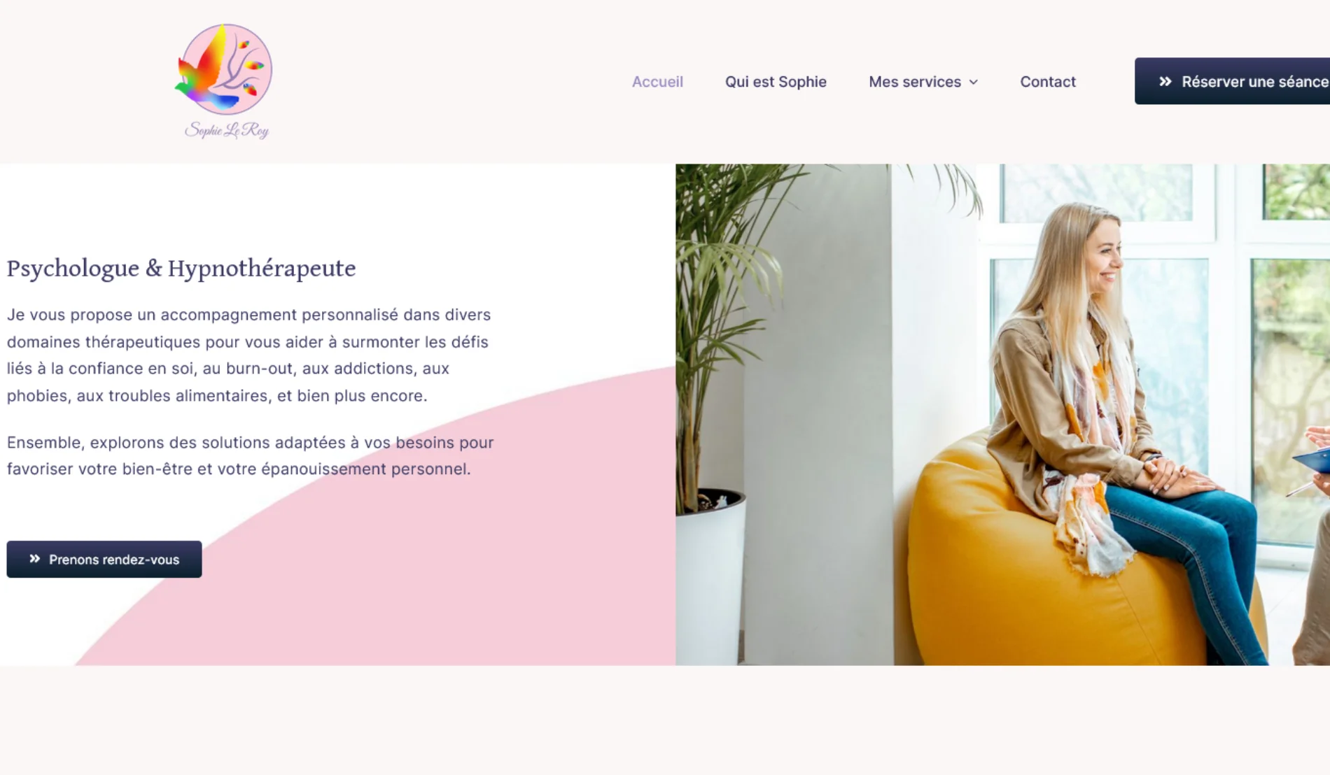 Création de site internet et identité visuelle pour Sophie Le Roy – Psychologue par Sarthewebconsulting