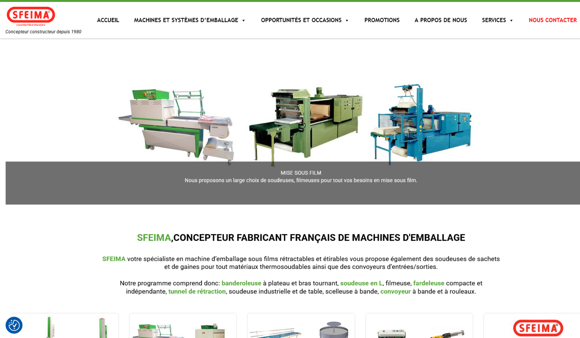 SFEIMA - Concepteur fabricant de machine d'emballage